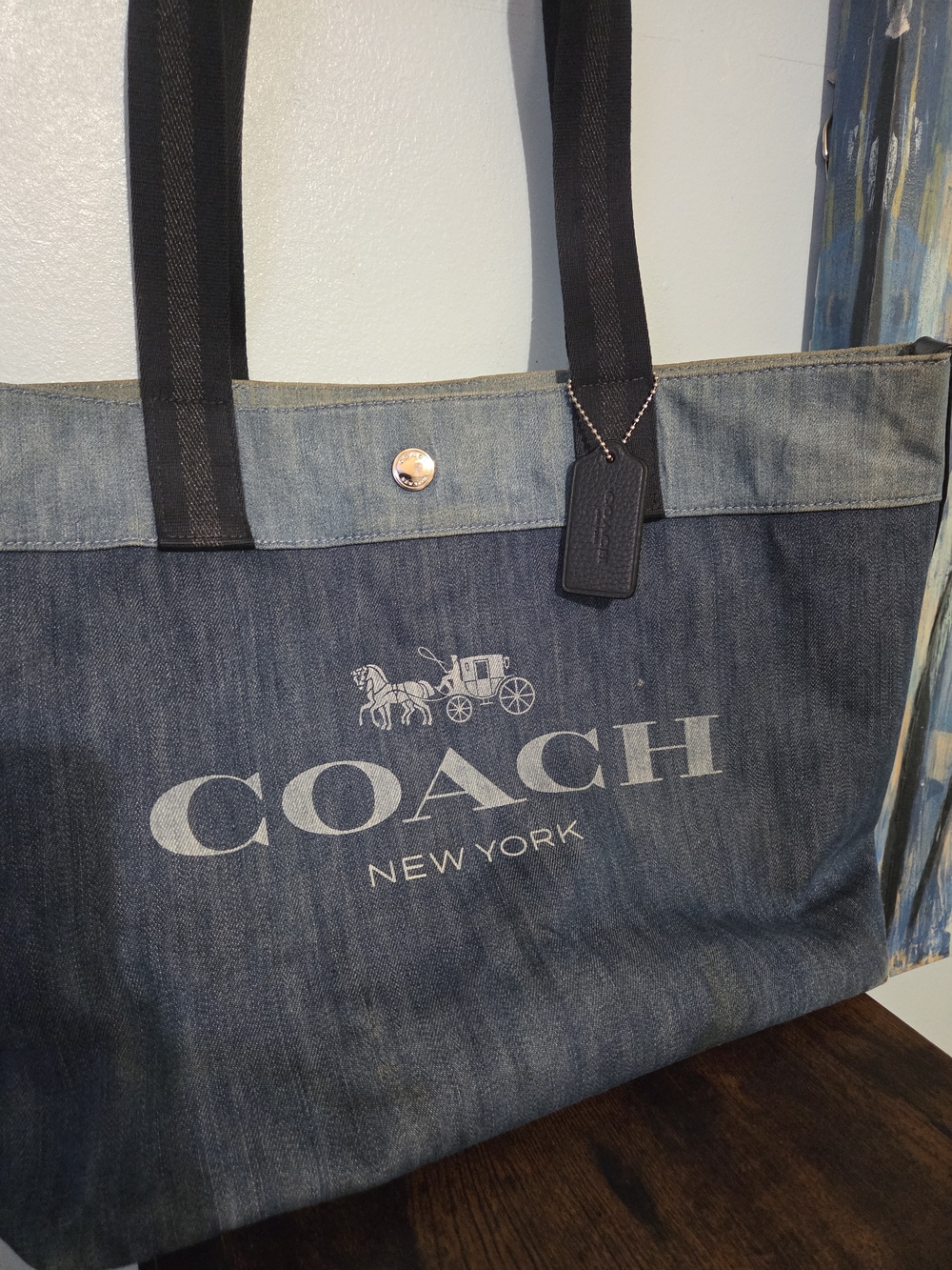 COACH New York Denim Tote Bag in Blue
